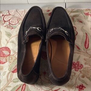 Allen Edmonds Lucca Brown Slip-On Loafers Silver Horsebit Classic Design Size 9D